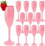12 Pack Acrylic Champagne Flutes, 5.5 Oz Pink Wedding
