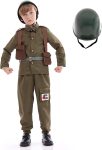 Army Soldier Costume Kids，Unisex WWII Soldier Dress Up