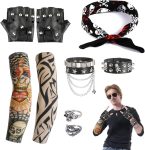 6 Pcs Rocker Costume Men's Disco Costume Men's Party