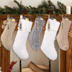 5 Packs Brown Christmas Knitted Hanging Stockings,Xmas