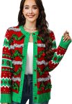 Ugly Christmas Cardigan for Women Crew Neck Long Sleeve