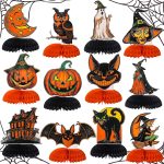 12 Pcs Vintage Halloween Honeycomb Centerpieces for