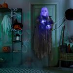 HollyHOME Animated Hanging Ghost with Glowing Head and