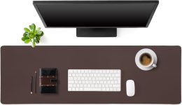 Tegeme Leather Desk Mat Large Desk Pad 47.2 x 15.7 Inch