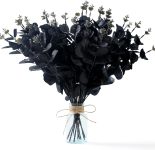 SITUMEIZI 10 Pcs Black Flower Artificial Eucalyptus
