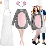 Hillban 6 Pcs Halloween Mouse Chef Couple Costume Set,