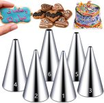 Hendiy 6 Pieces Round Piping Tips Set, Stainless Steel
