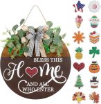Interchangeable Seasonal Welcome Sign for Front Door,