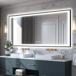 Large 84x40 Light Up Bathroom Mirror -Black Aluminum
