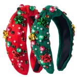 2 Pack Christmas Headband for Women Pearl Rhinestone