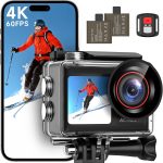 ODDV 4K60FPS 30MP Action Camera with Front LCD and