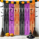 3 Pack Halloween Foil Curtains Backdrop with 16 Pcs