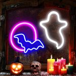 2 Pack Halloween Decoration LEDs Neon Sign Light Ghost,