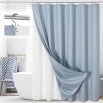 3 in 1 Shower Curtain Set, Fog Blue Waffle Shower