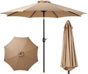 OLIXIS 9ft Patio Umbrella with Tilt and Crank Button &