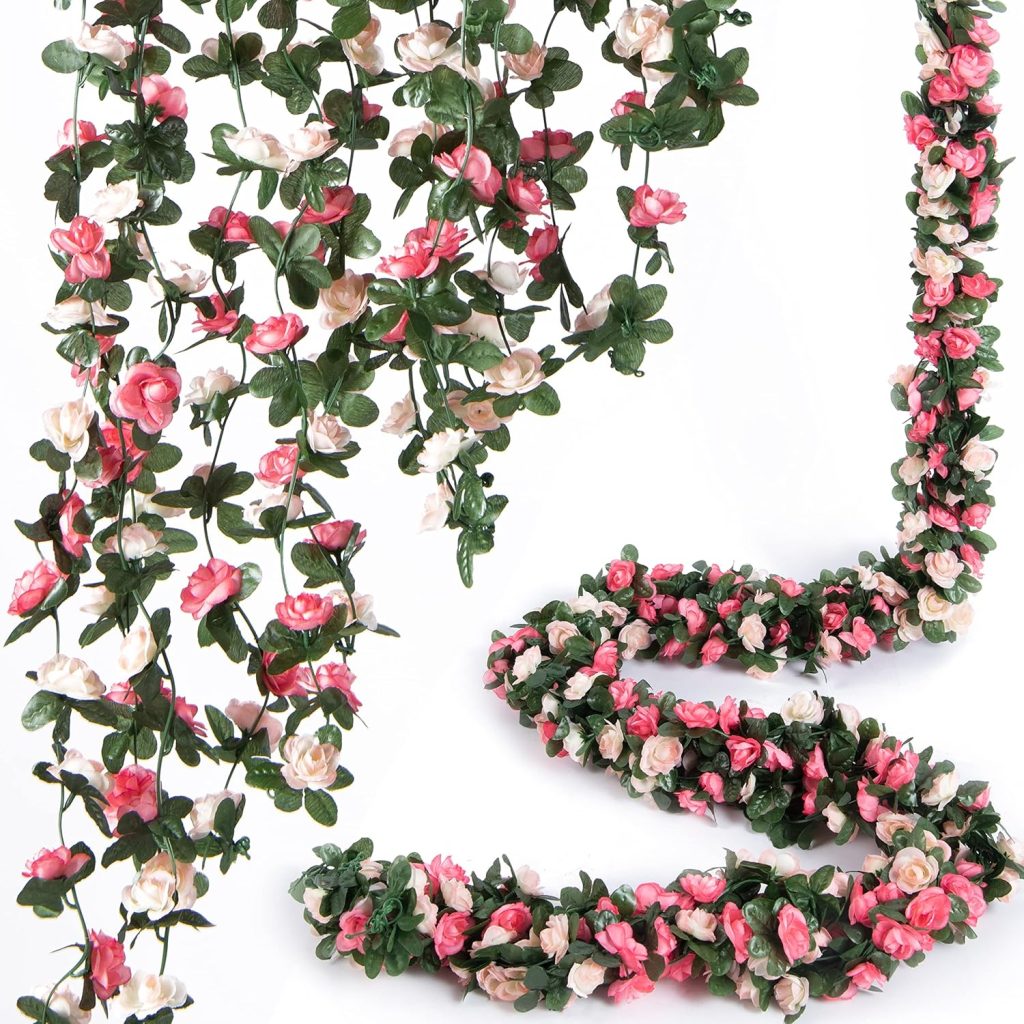 8 Pcs x 8.2 ft Flower Garland Artificial Rose Vine