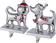 2 Pack Stocking Holders for Mantel, Silver Metal