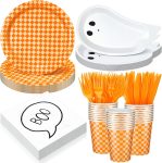 Yungyan 144 Pcs/24 Set Halloween Paper Plates and