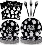 Havawish 122pcs/ 24 Set Halloween Paper Plate and