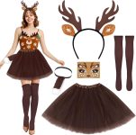Dreamtop 5 Pcs Reindeer Costume for Women, Reindeer