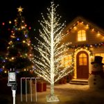 6FT White Lighted Birch Tree 1300LEDs Warm White