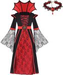 Halloween Girls Vampire Costume,Royal Costume Set Dress