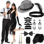1920s Couple Cosplay Costume Roaring Retro Gangster