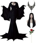 Halloween Morticia Addams Costumes Vintage Gothic Black