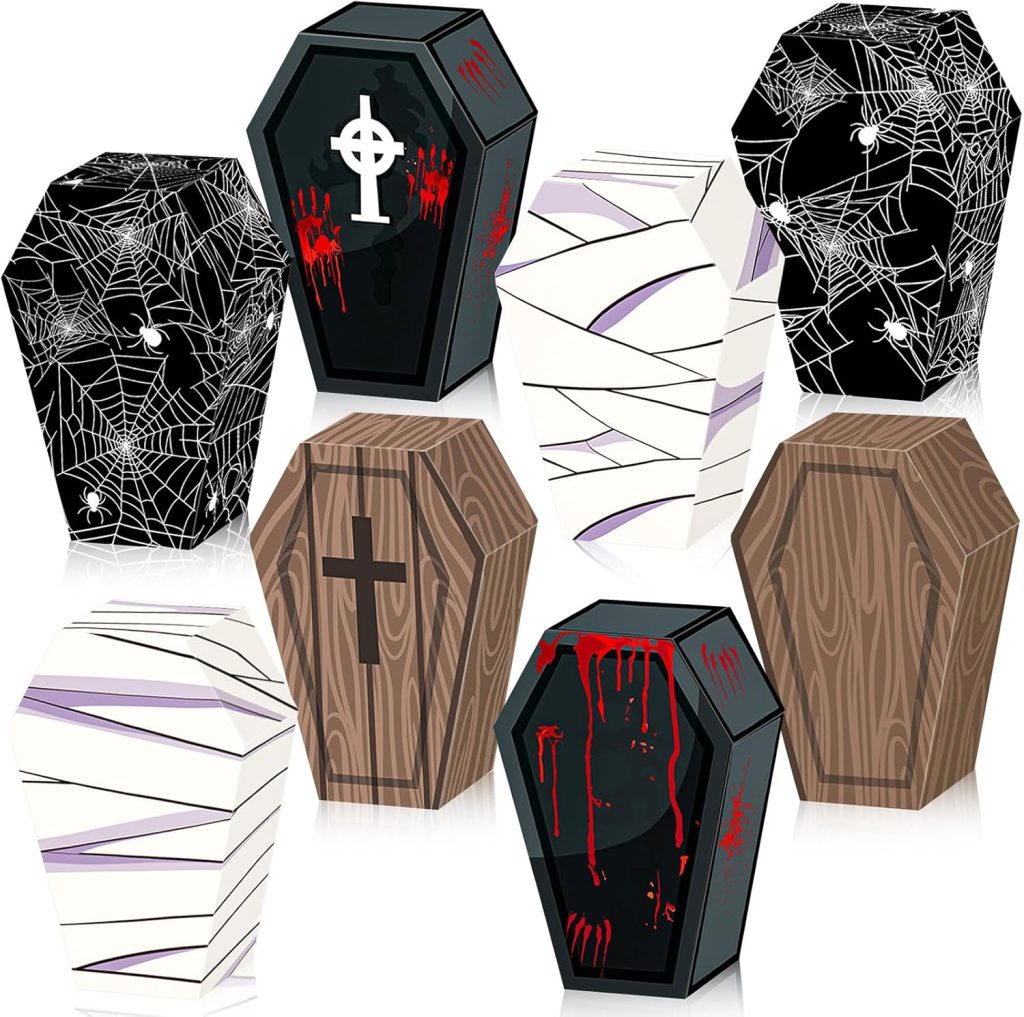 HOWAF 12 PCS Halloween Candy Boxes Coffin Shape Treat