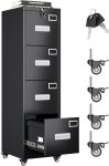 Aobabo 4 Drawer File Cabinet with Wheels, Lockable