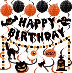 Halloween Birthday Decorations, Happy Birthday Banner