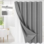 3 in 1 Shower Curtain Set, Grey Waffle Shower Curtain