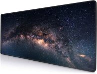 Large Gaming Mouse Pad with Stitched Edges, Galaxy Desk