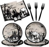 Halloween Plates and Napkins Skull Bats Party