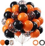 Halloween Black and Orange Balloons Set, 60Pcs 12 Inch