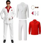 Men White Gangster Suit Costume Shirt Jacket Pants