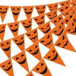 Jetec 5 Pieces 49 Feet Halloween Pumpkin Pennant Banner