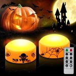 CANDLE IDEA 2 PCS Halloween LED Pumpkin Lights with