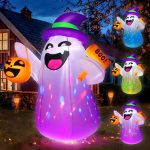 5FT Halloween Inflatables Ghost Built-in Colorful