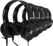 Classroom Headphones Bulk 5 Pack, Student On Ear Color