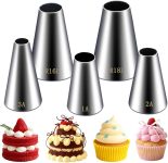 Hendiy 5 Pieces Large Round Piping Tip, Stainless Steel