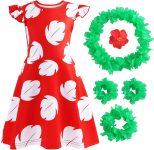 Hawaiian Little Girls Costume Dress with Luau Flower