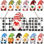 Yookeer 13 Pcs Interchangeable Home Gnome Wood Sign 3D
