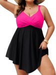 Hanna Nikole Women Plus Size One Piece Swim Dress Tummy