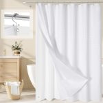 3-in-1 White Waffle Shower Curtain Set, Waterproof