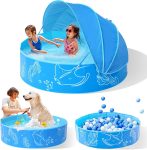 Foldable Kiddie Pool with Canopy: 47in Baby Pool and