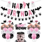 Halloween Birthday Party Decorations, Pink Black