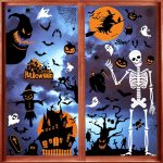 Halloween Window Clings, 9 Sheets Halloween Window
