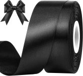1-1/2 Inches 50 Yards Black Satin Ribbon, Solid Fabric