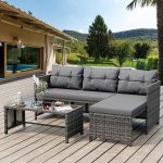 Shintenchi 3-Piece Outdoor Patio Furniture Sets, Wicker